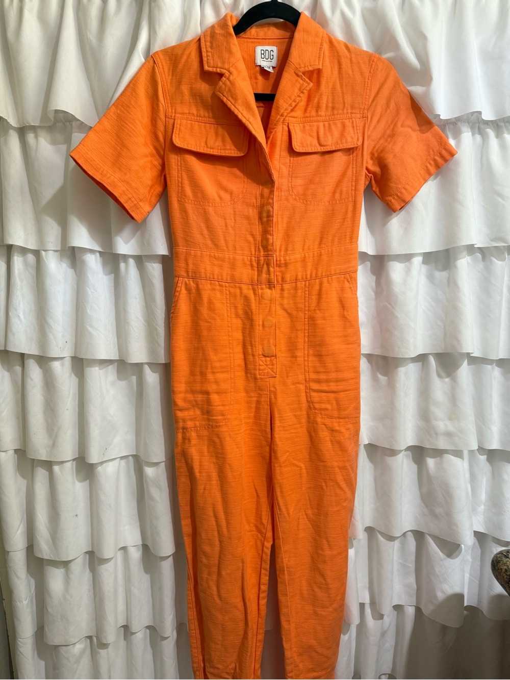 BDG 100% cotton Orange Short-Sleeve Utility Jumpsuit - Fall Icon Piece!